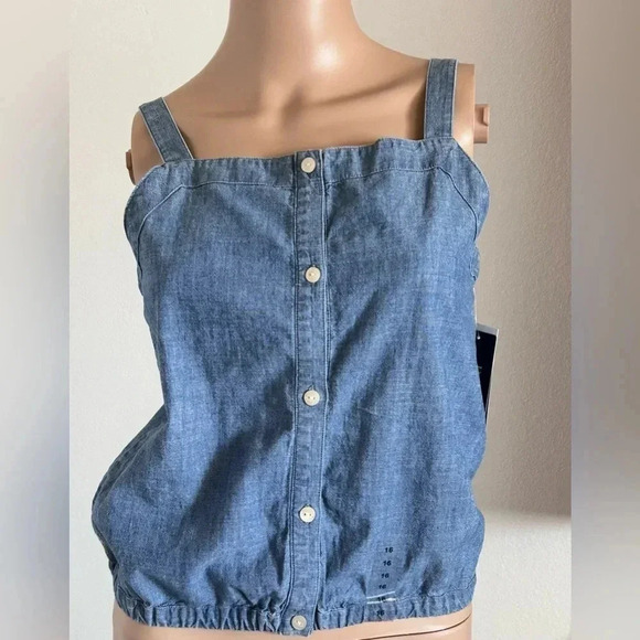 Polo Ralph Lauren 100% Cotton Chambray Square Neck/Back Tank Girls Size 16 - Picture 1 of 10